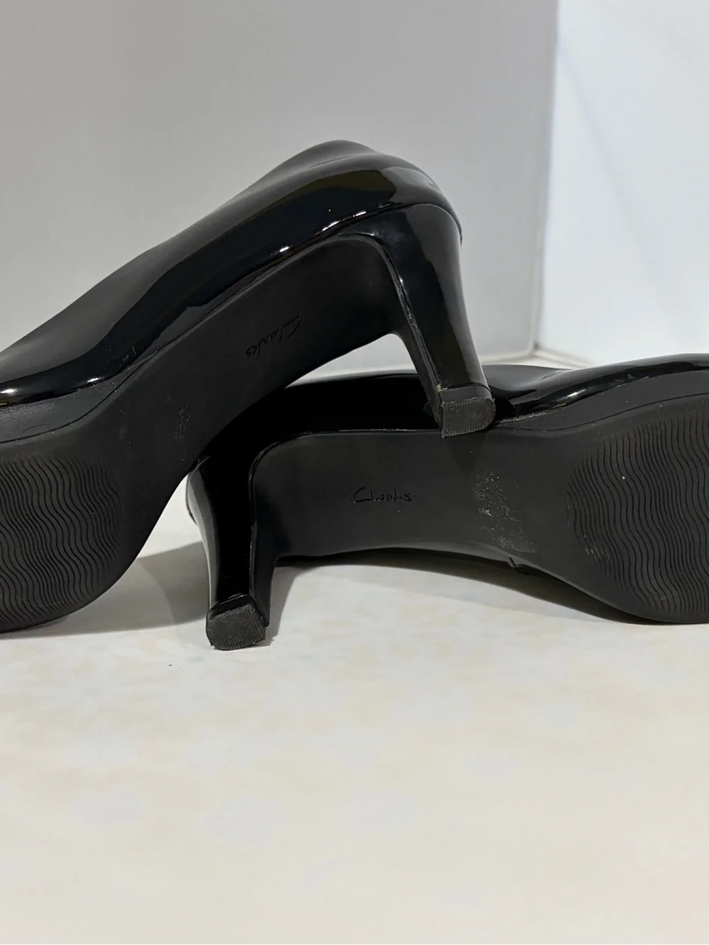 Collection by Clarks Black Patent Round-Toe Heels